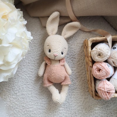 Patron lapin au crochet PDF – Doudou bébé, niveau débutant