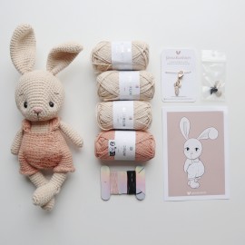 Kit Crochet Coton mon petit lapin – Coffret Complet, Patron PDF