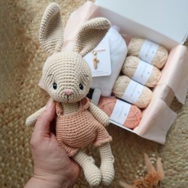 Kit Crochet Coton mon petit lapin – Coffret Complet, Patron PDF