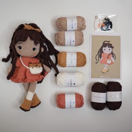 Kit Crochet Cannelle, demoiselle d'automne – Coffret Complet, Patron PDF