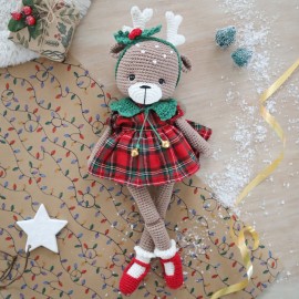 Kit Crochet Solveig, renne de Noël – Coffret Complet, Patron PDF