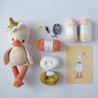 Coffret version 2 : Plume, mon petit caneton en fil 100% coton