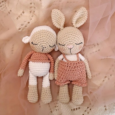 Les minis du bonheur : Coton le lapin & Pelote l'agneau : Patron Au Crochet PDF
