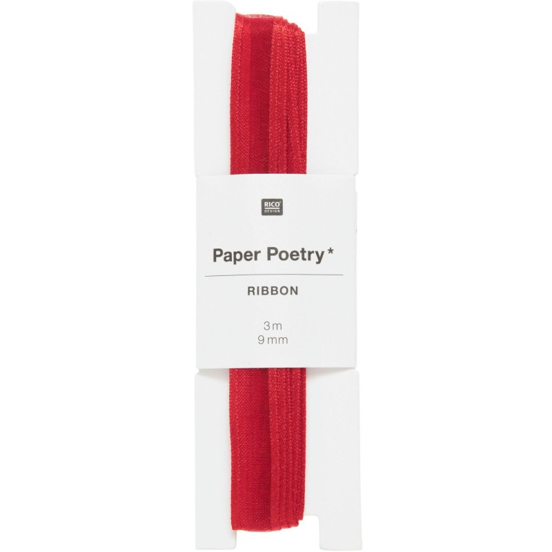 Ruban d'organza bord rouge 9 mm x 3 M