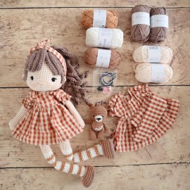Kit Crochet Lison, jolie poupée et son doudou – Coffret Complet, Patron PDF